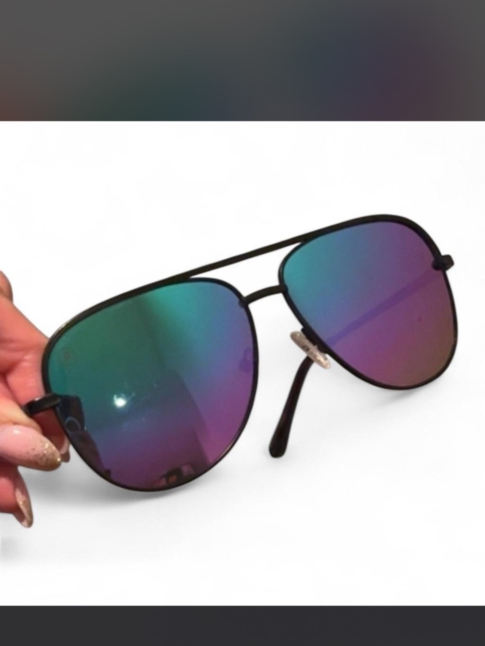 Iridescent Polarized Blenders Aviator Sunglasses - Purple/Teal Lenses